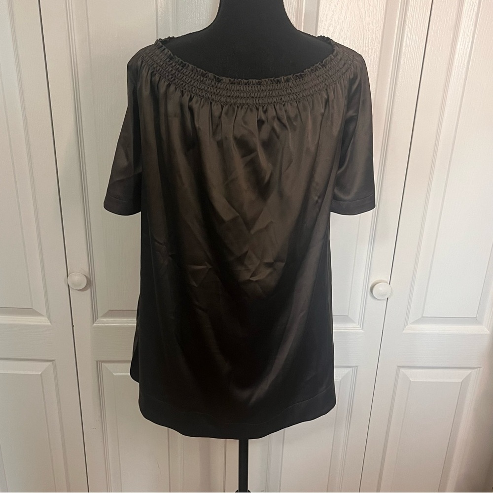Eloquii Off The Shoulder Metallic Blouse Plus Sz 20 Peasant Boho Hippie Satiny - Picture 5 of 8
